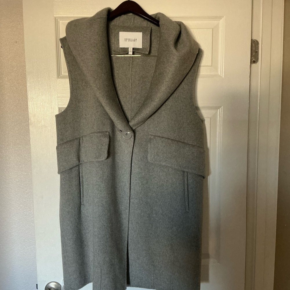 10 Crosby Derek Lam Gray Hooded Wool Vest